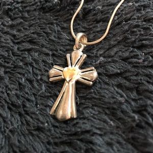 Silver and gold cross necklace